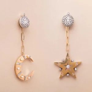 Pendants Liane Etoile Lune Or Combo
