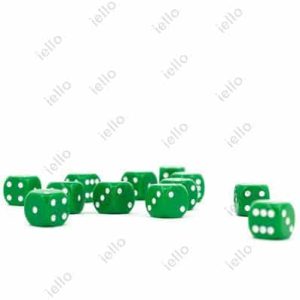 LOT DE 2 DÉS OPAQUES VERTS POINTS BLANCS