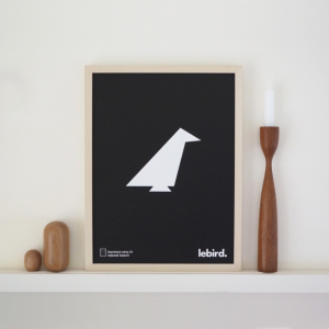 Affiche Noire lebird. Blanc 30x40cm