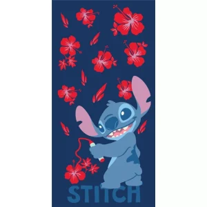 DISNEY – Stitch Fleurs – Serviette de Plage 100% Coton – 70x140cm