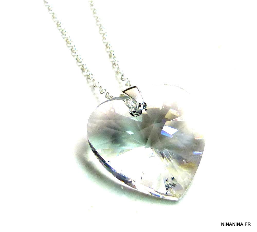 Collier coeur swarovski cristal et Argent 925 massif – Image 9