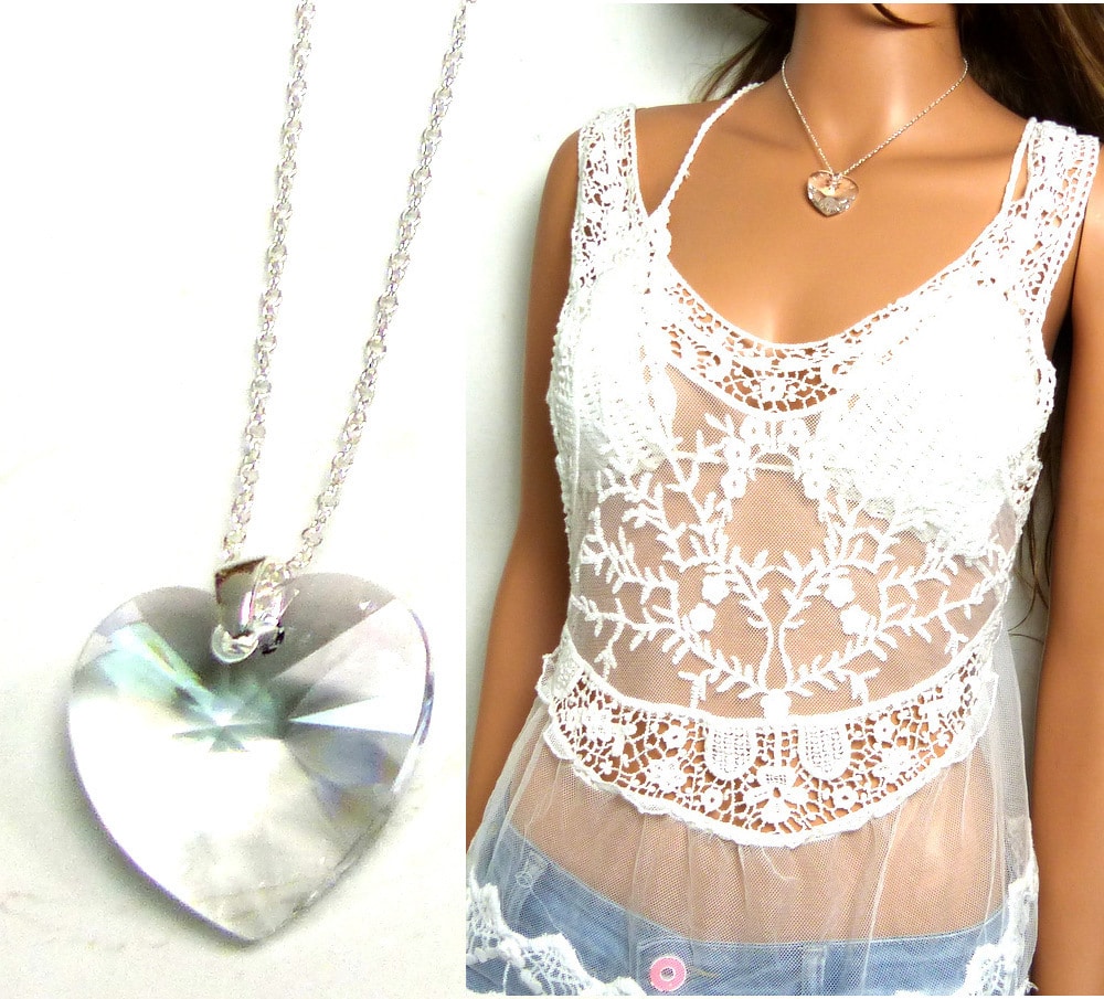 Collier coeur swarovski cristal et Argent 925 massif – Image 7