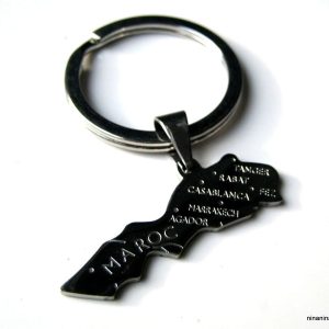 Porte clé homme pendentif carte MAROC Acier