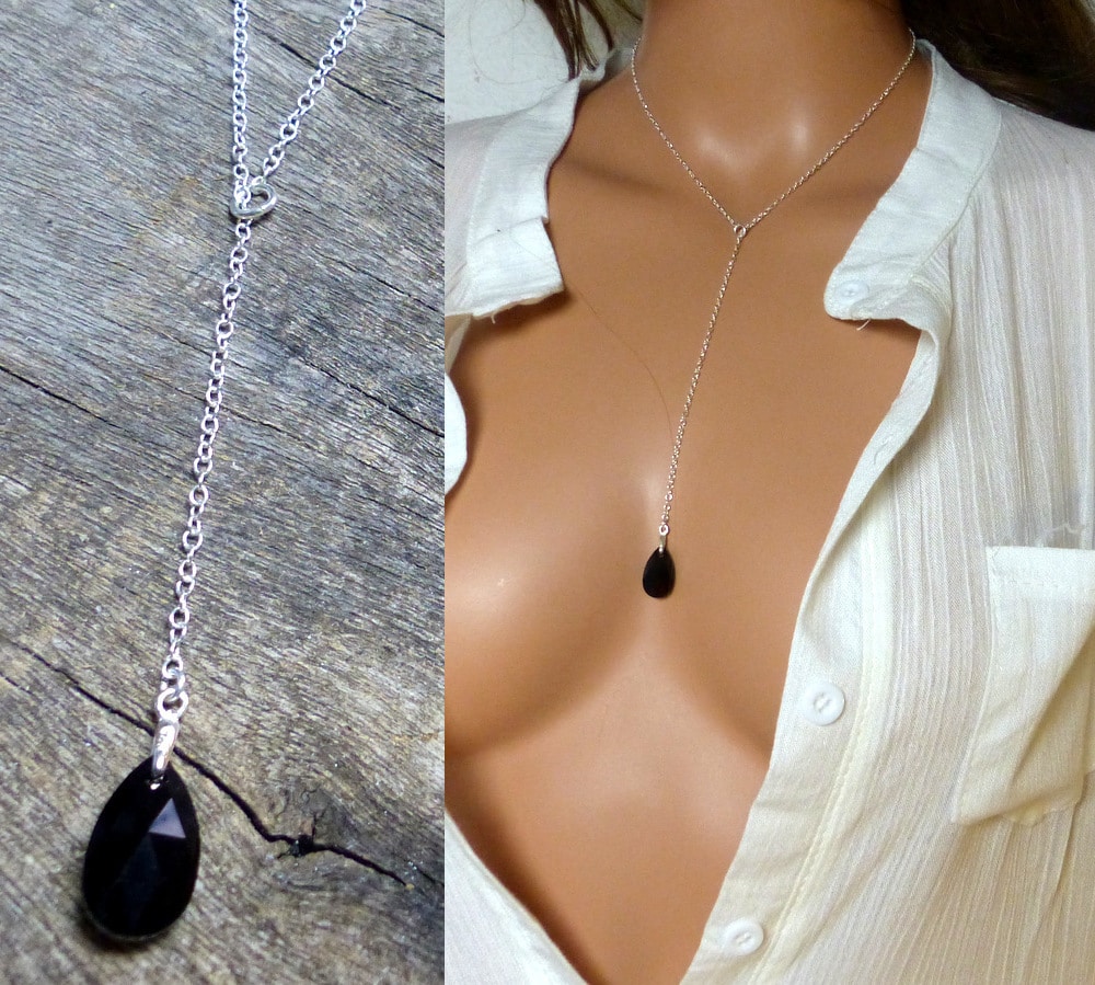 Collier en Y swarovski goutte cristal Argent 925 – Image 2