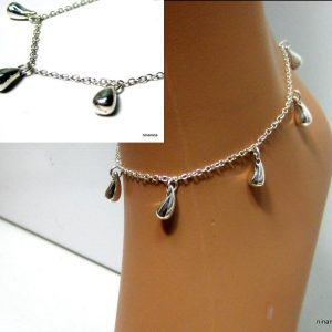 Chaine de cheville gouttes plaqué argent