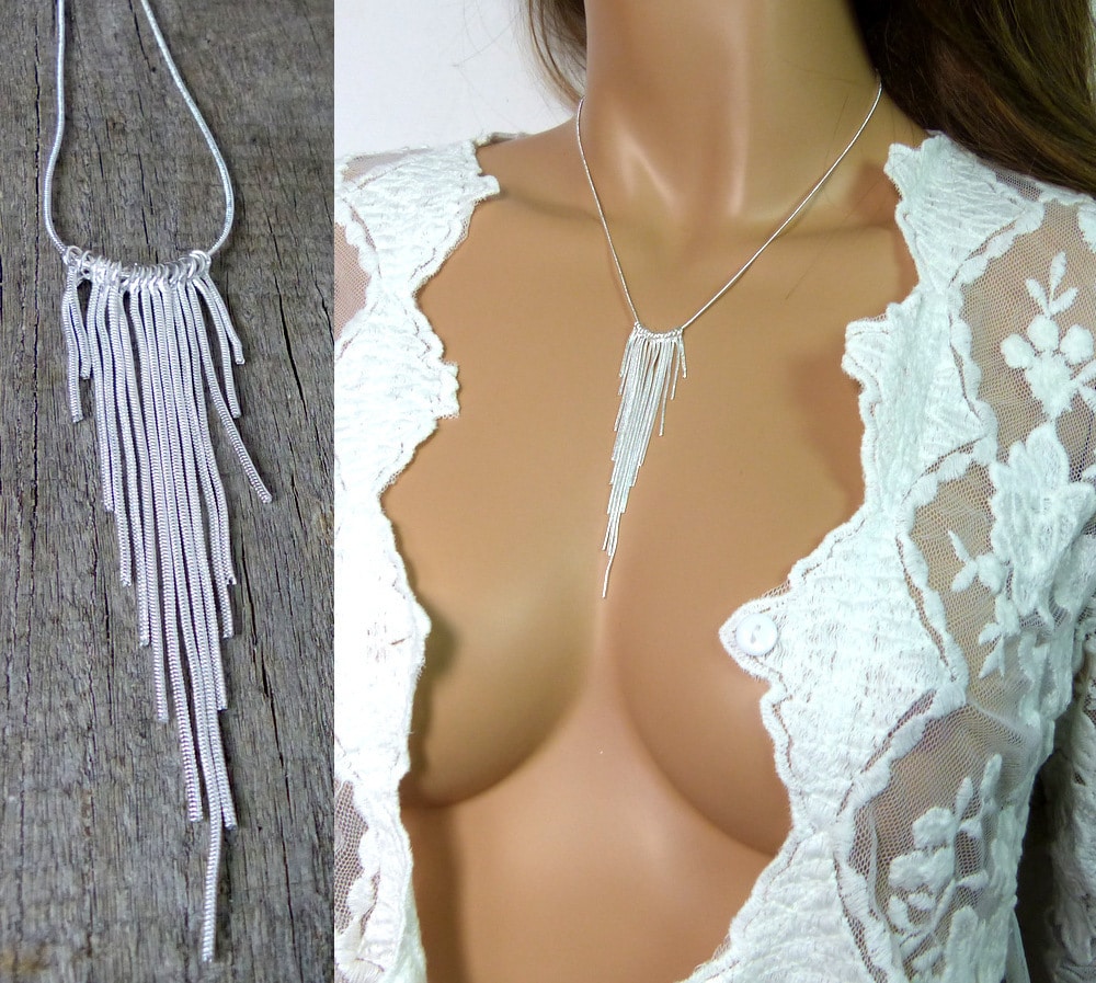 Collier Plastron chainettes Argent Pour femme – Image 2