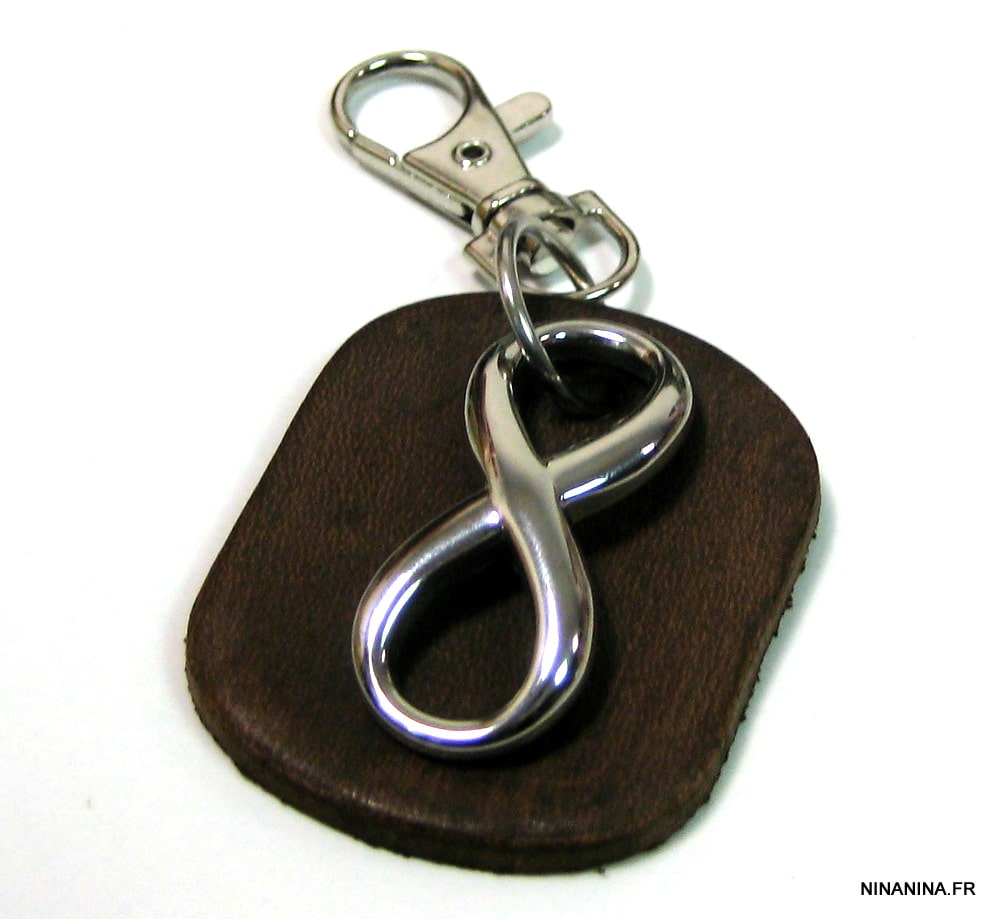 Porte clé infiniti pour homme cuir et Acier inoxydable – Image 5
