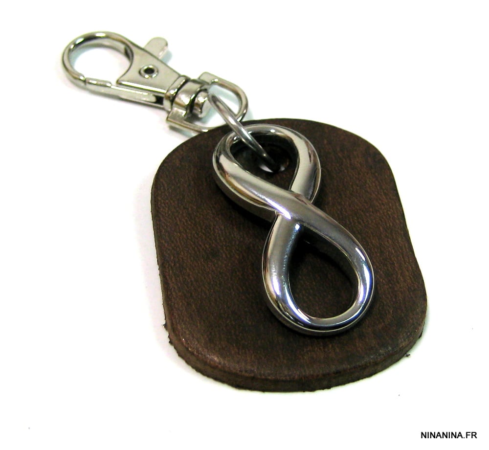 Porte clé infiniti pour homme cuir et Acier inoxydable – Image 3