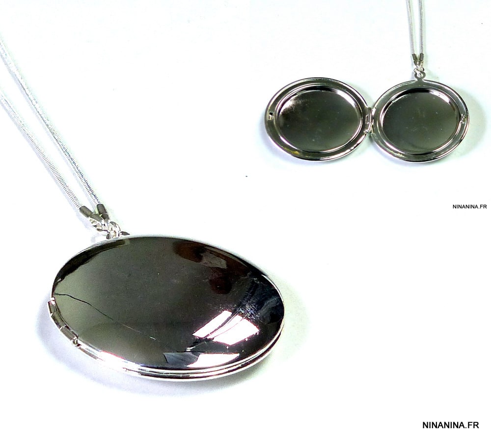 Collier long pendentif porte photo argent plaqué – Image 4
