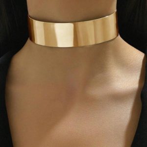 Collier Torque Bijou Femme doré extra large 30mm