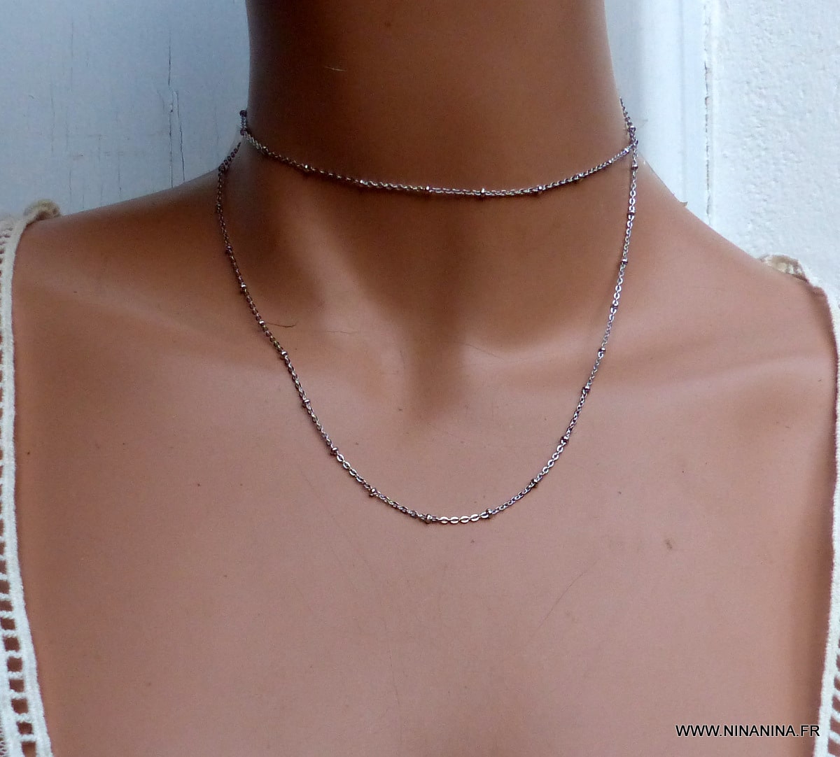 Chaine Acier inoxydable argenté maille satellite – Image 9