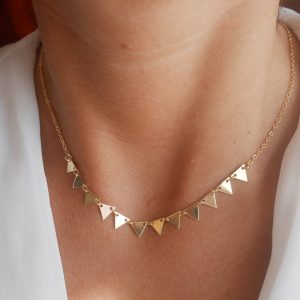 Collier triangles ras de cou doré en acier inoxydable