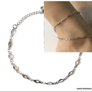Bracelet cheville fantaisie losange Acier inoxydable argenté