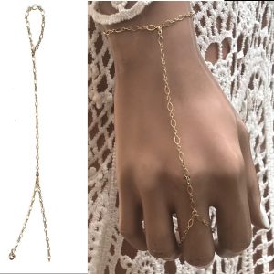 Bracelet bague or plaqué – chaine de main femme