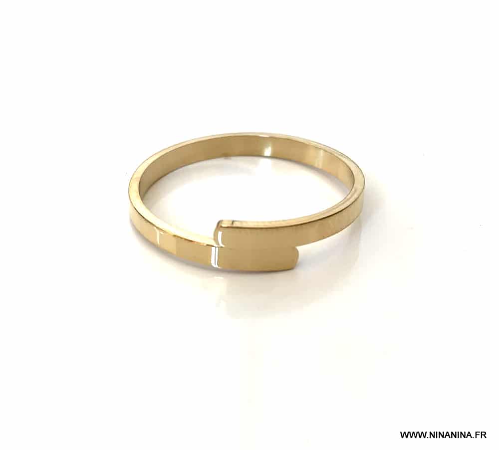 Bague réglable plaqué or minimaliste femme sur acier – Image 2