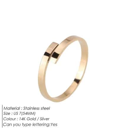 Bague réglable plaqué or minimaliste femme sur acier – Image 9