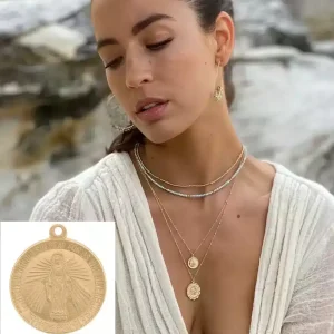 Medaille Vierge Marie Or Plaqué Ronde Femme Gold Filled