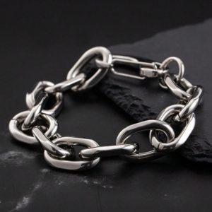 Bracelet Gros Maillon Femme Ovale Acier Inoxydable