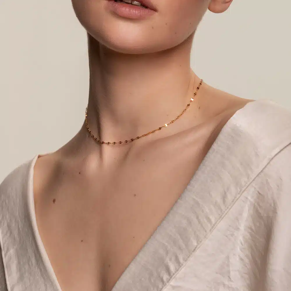 Chaine Fine Or Ras De Cou Acier Inoxydable Doré Pour Femme Fait Main – Image 6