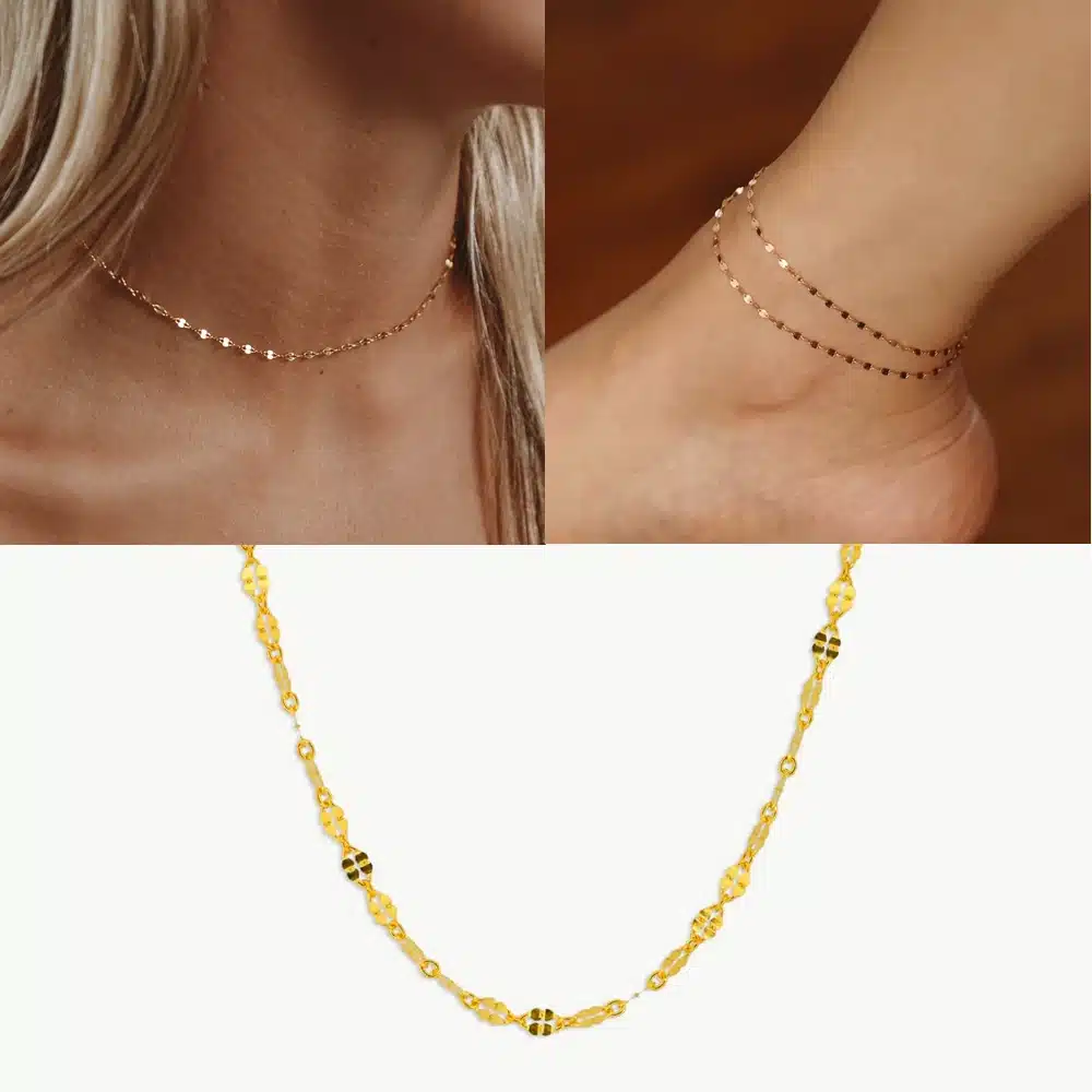 Chaine Fine Or Ras De Cou Acier Inoxydable Doré Pour Femme Fait Main – Image 5