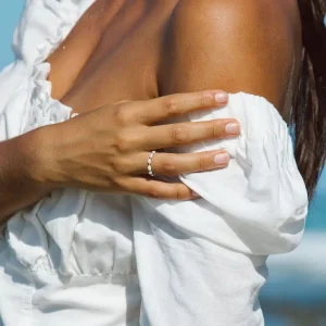 Bague Perle Blanche Naturelle D&rsquo;Eau Douce Et Acier Doré Faite Main