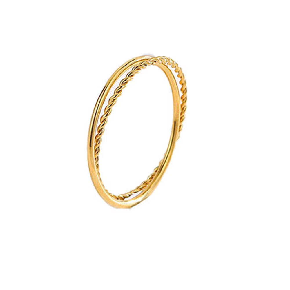 Bague Double Anneau Or En Acier Inoxydable Doré Pour Femme – Image 5